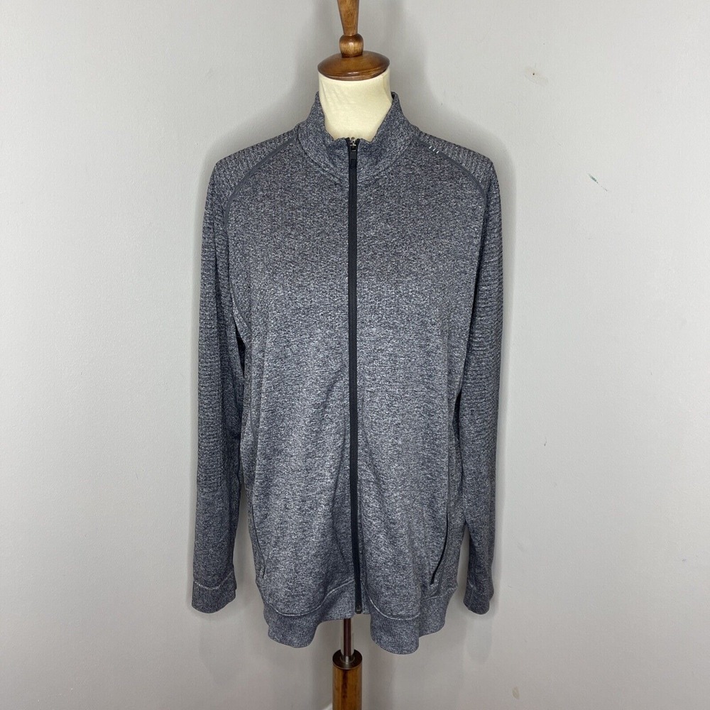 Lululemon Mens Engineered Warmth Wool‎ Blend Full Zip Jacket Gray Zip Pocket XXL